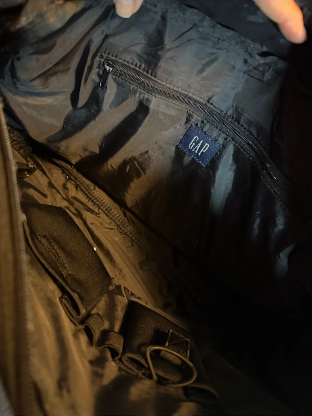 Black Canvas Messenger Bag by GAP.